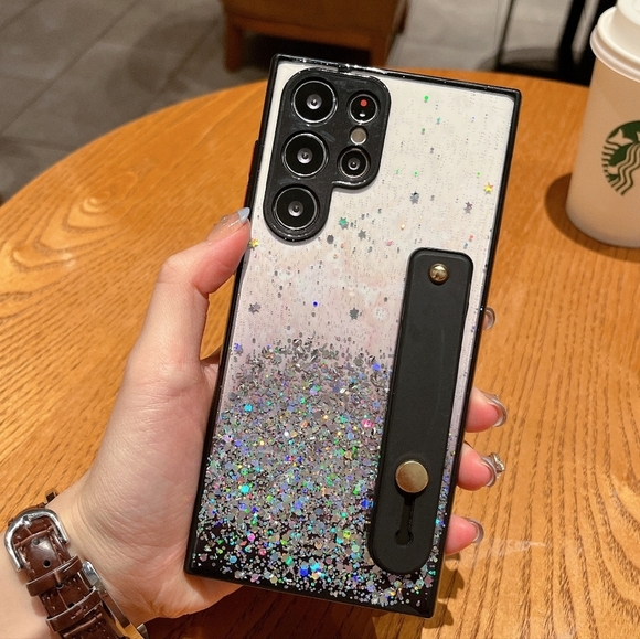 Galaxy S22 Case Galaxy S22 Plus Case Galaxy S22 Ultra Case Glitter Wrist Strap - Picture 1 of 5